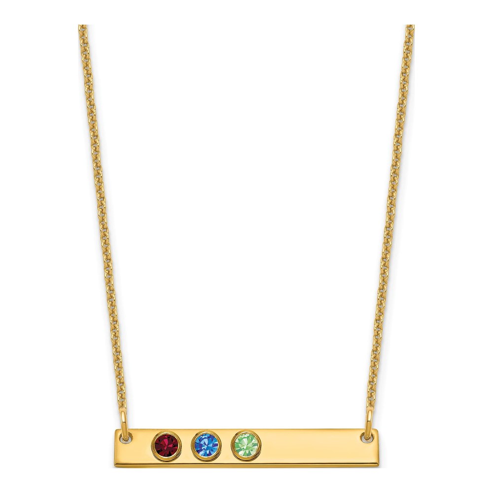 14K Gold 3-Stone Birthstone Bar Necklace