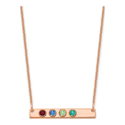 14K Rose Gold Small Bar Birthstone Necklace
