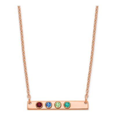 Rose Gold-Plated Sterling Silver Personalized 4-Birthstone Bar Necklace