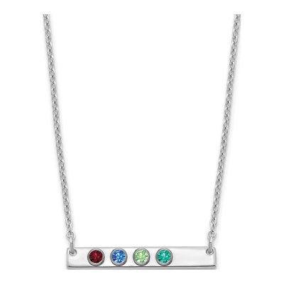 Sterling Silver 4-Birthstone Bar Necklace