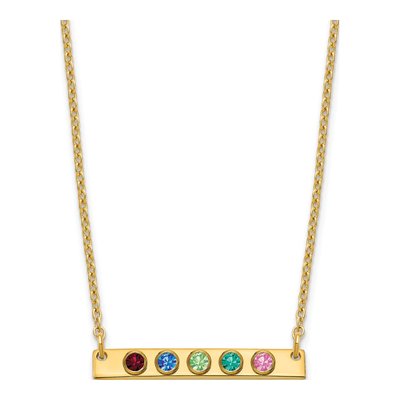 Gold-Plated Sterling Silver Personalized 5-Birthstone Bar Necklace