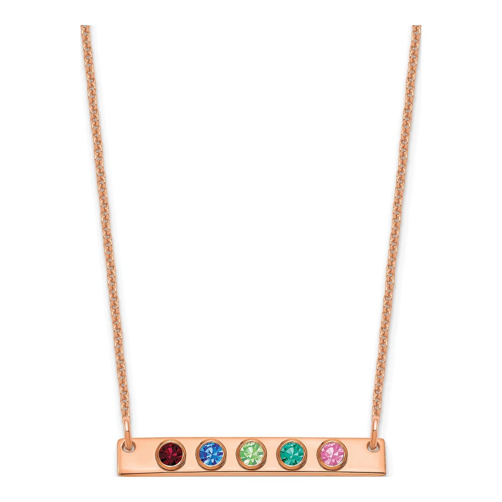 14K Rose Gold 5-Birthstone Bar Necklace