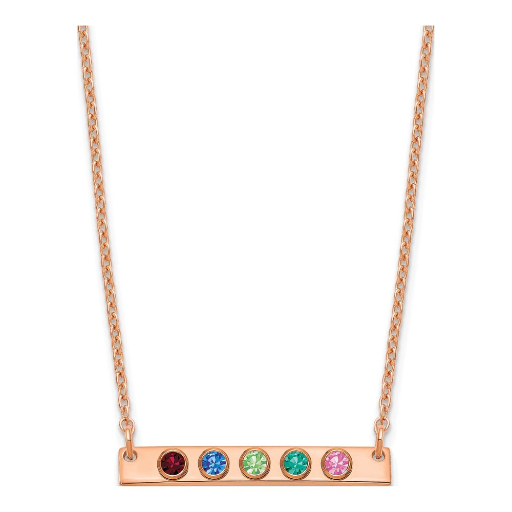 Rose Gold-Plated Sterling Silver Personalized 5-Birthstone Bar Necklace