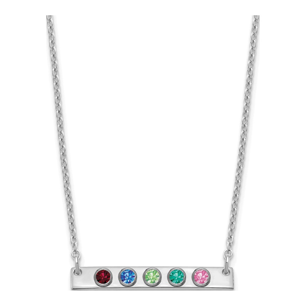 Sterling Silver Personalized 5-Birthstone Bar Necklace