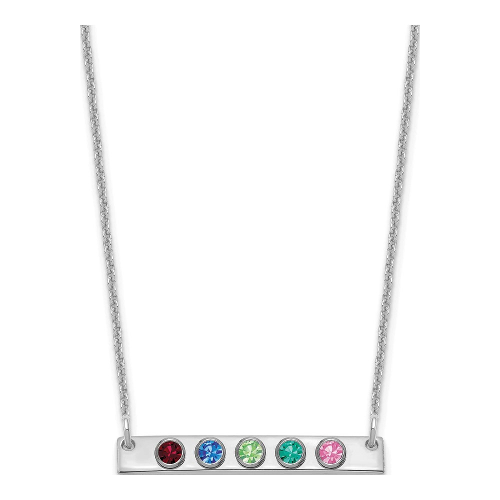 14K White Gold 5-Birthstone Bar Necklace