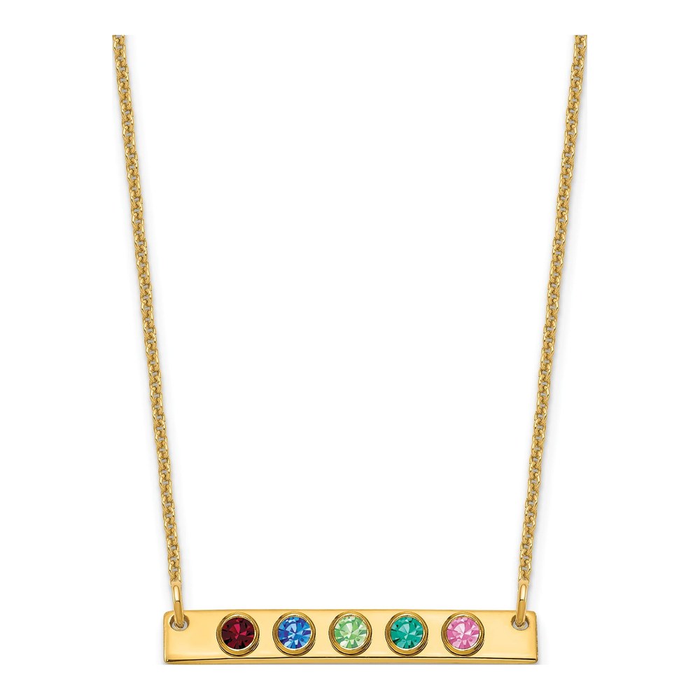14K Gold 5 Birthstone Bar Necklace