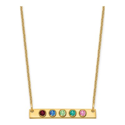 14K Gold 5 Birthstone Bar Necklace | Personalized