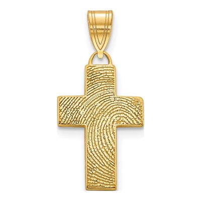 Gold-Plated Sterling Silver Personalized Fingerprint Cross Pendant