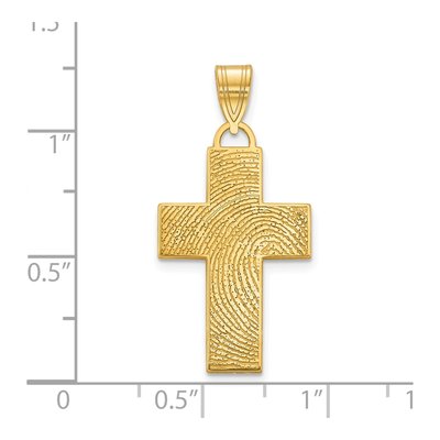 Gold-Plated Sterling Silver Fingerprint Cross Pendant – view 2