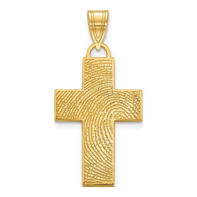 Gold-Plated Sterling Silver Fingerprint Cross Pendant