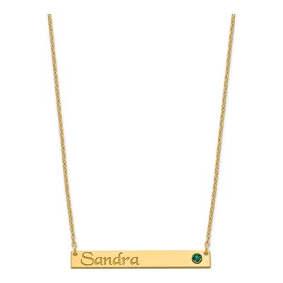 Gold-Plated Sterling Silver Crystal Personalized Bar Birthstone Necklace – view 2