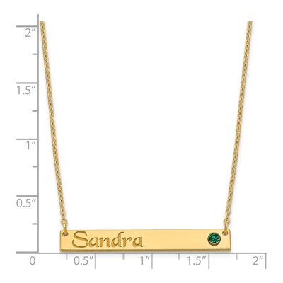 Gold-Plated Sterling Silver Crystal Personalized Bar Birthstone Necklace – view 3