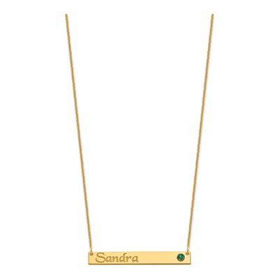 14K Yellow Gold Crystal Personalized Bar Birthstone Necklace – view 2