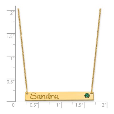 14K Yellow Gold Crystal Personalized Bar Birthstone Necklace – view 3