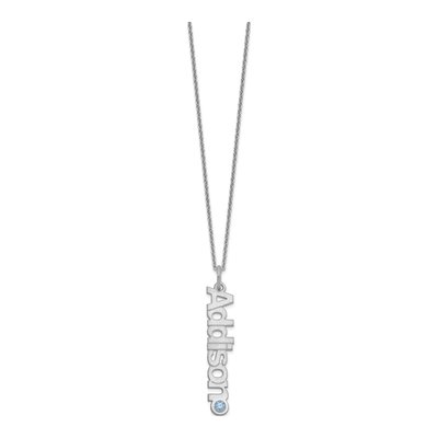 14K White Gold 1-Name Birthstone Pendant – view 2