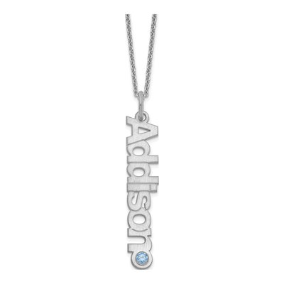 14K White Gold 1-Name Birthstone Pendant