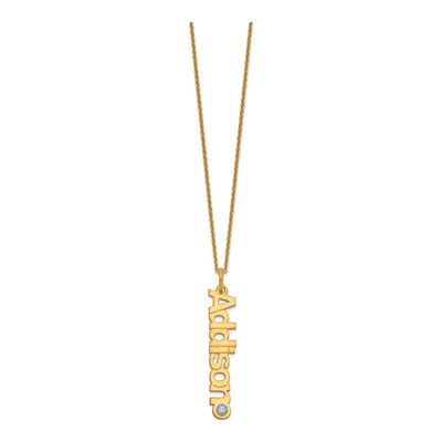 14K Yellow Gold 1-Name Birthstone Pendant – view 2