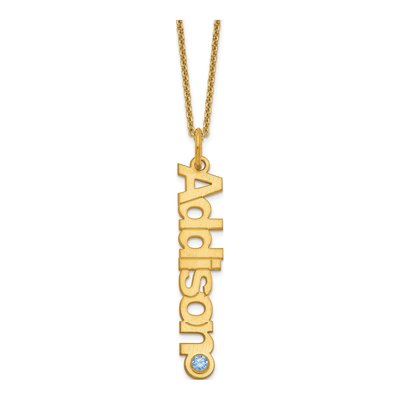 14K Yellow Gold 1-Name Birthstone Pendant