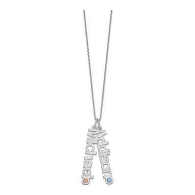 14K White Gold 2-Names Birthstone Pendant – view 2