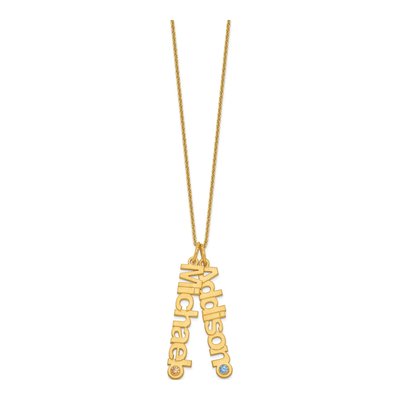 14K Yellow Gold 2-Names Birthstone Pendant – view 2