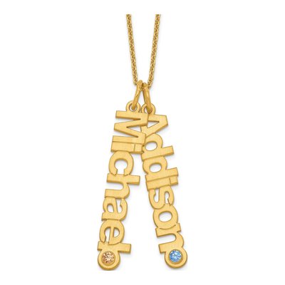 14K Yellow Gold 2-Names Birthstone Pendant