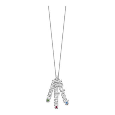 14K White Gold 3-Names Birthstone Pendant – view 2