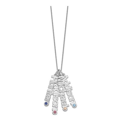 14K White Gold 4-Names Birthstone Pendant – view 2