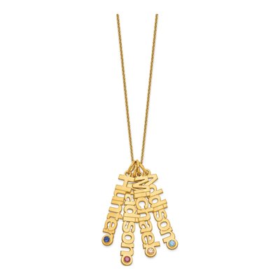 14K Yellow Gold 4-Names Birthstone Pendant – view 2