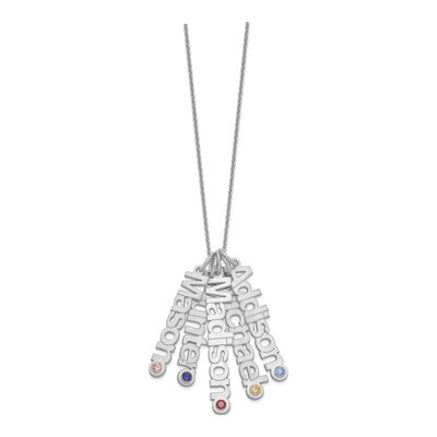 14K White Gold 5-Names Birthstone Pendant – view 2