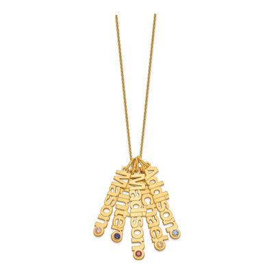 14K Yellow Gold 5-Names Birthstone Pendant – view 2