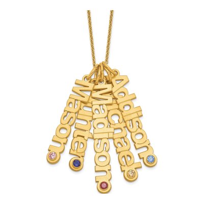 14K Yellow Gold 5-Names Birthstone Pendant