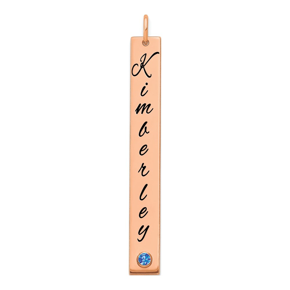 14K Rose Gold Personalized Name Bar Charm Pendant