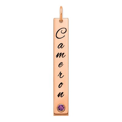 14K Rose Gold Crystal Personalized Name Bar Charm