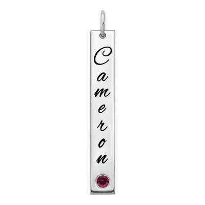 14K White Gold Crystal Personalized Name Bar Charm