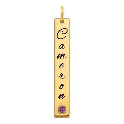 14K Yellow Gold Crystal Personalized Name Charm
