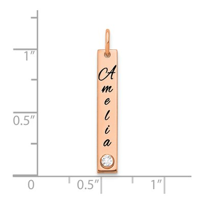 14K Rose Gold Crystal Personalized Name Bar Charm – view 2