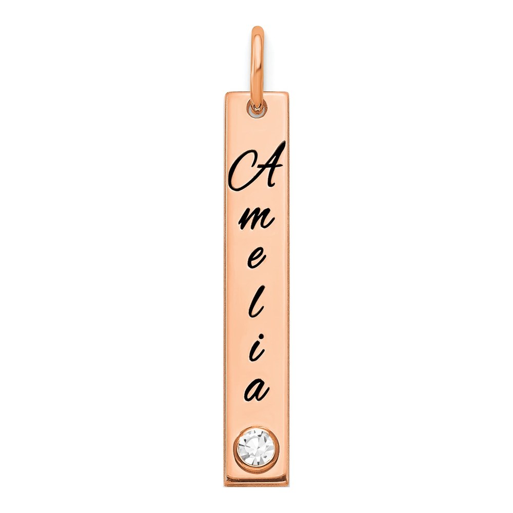 Personalized Rose-Tone Name Bar Charm Pendant