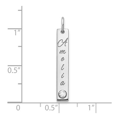 14K White Gold Crystal Personalized Name Bar Charm – view 2