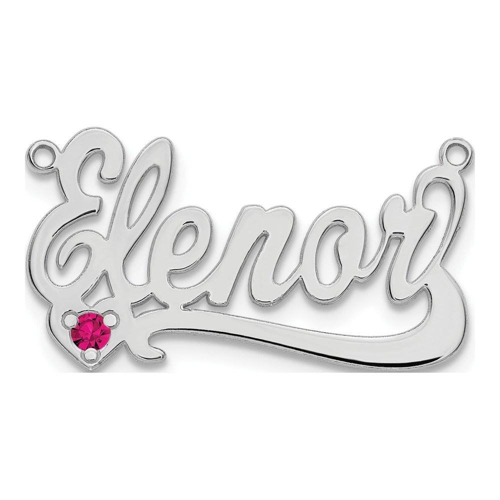 Sterling Silver/rhodium-Plated Birthstone Heart Name Plate
