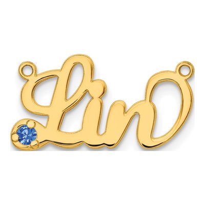 Gold-Plated Sterling Silver Personalized Birthstone Name Plate Pendant – view 2