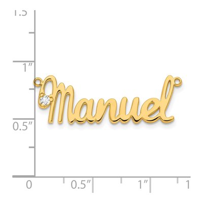 14K Yellow Gold Personalized Birthstone Name Plate Pendant – view 3