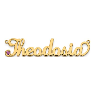 14K Yellow Gold Personalized Birthstone Name Plate Pendant – view 4