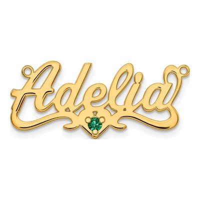 Gold-Plated Sterling Silver Personalized Heart Name Plate Pendant