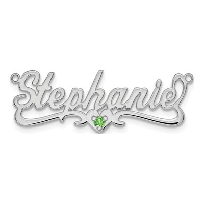 Sterling Silver Personalized Birthstone Heart Name Plate Pendant – view 4