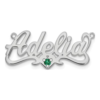 Sterling Silver Personalized Birthstone Heart Name Plate Pendant