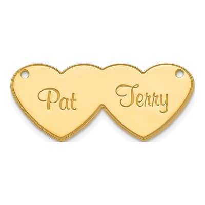Gold-Plated Sterling Silver Personalized Double Heart Nameplate Pendant