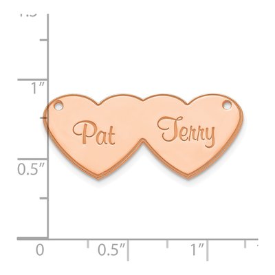14K Rose Gold Personalized Double Heart Name Plate Pendant – view 3