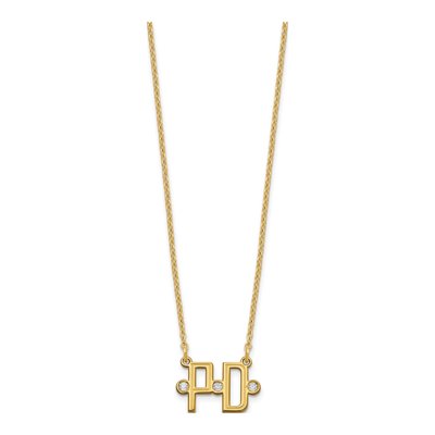 Gold-Plated Sterling Silver Diamond Personalized 2-Initial Necklace – view 2