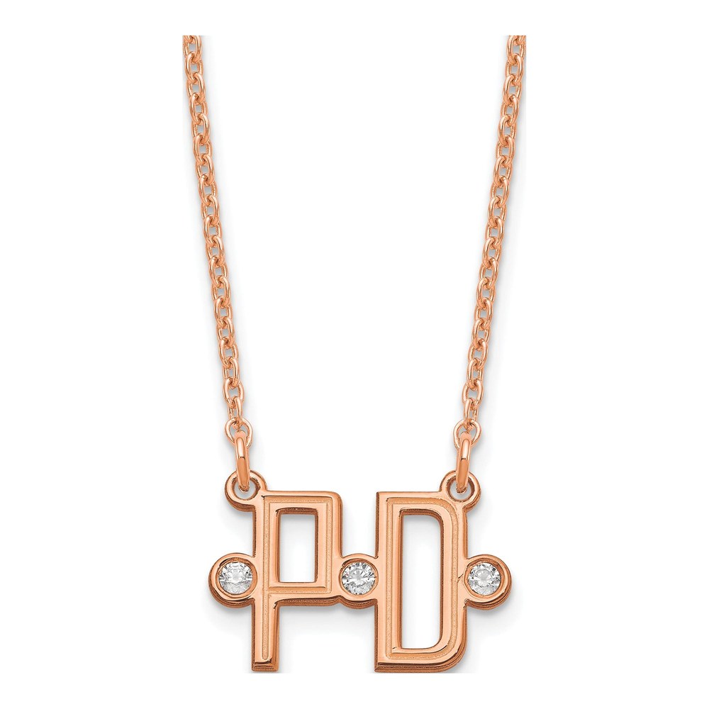 Rose Gold-Plated Sterling Silver Diamond 2-Initial Necklace