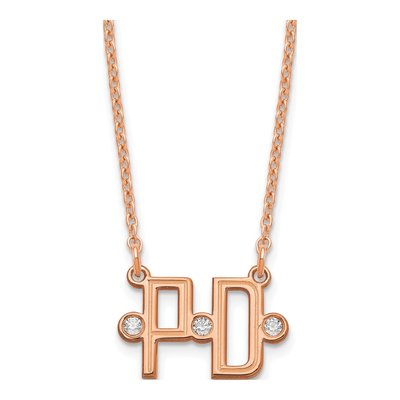 Rose Gold-Plated Sterling Silver Diamond 2-Initial Necklace
